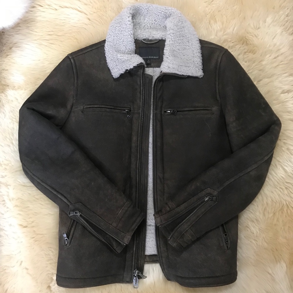 Banana republic shearling lamb bomber jacket